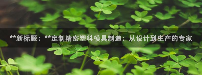 彩神赢了钱登录不上去：**新标题：**定制精密塑料模具制造：从设计到生产的专家