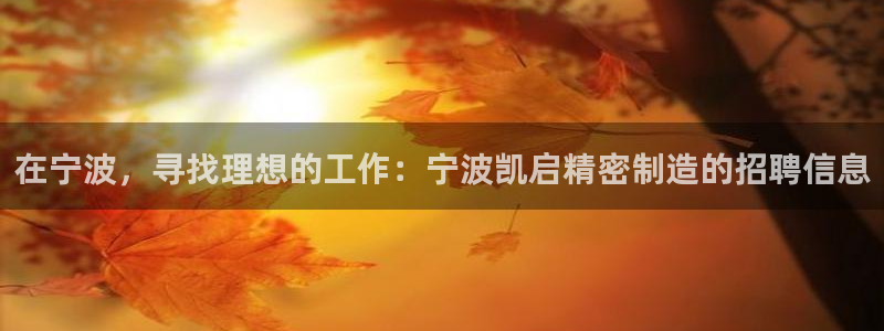 彩神v8是一个什么平台啊：在宁波，寻找理想的工作：宁波凯启精密制造的招聘信息