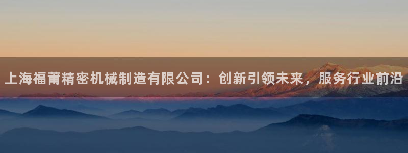彩神ll能赚钱吗：上海福莆精密机械制造有限公司：创新引领未来，服务行业前沿